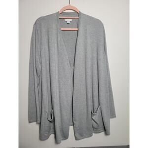J Jill Pure Jill Long Sleeve Cotton Cashmere Gray Cardigan Sweater L Petite